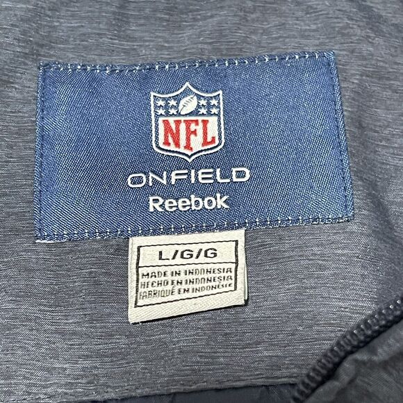 New England Patriots Jacket Men Large Gray Reebok NFL OnField Zip Windbreaker - Picture 6 of 13